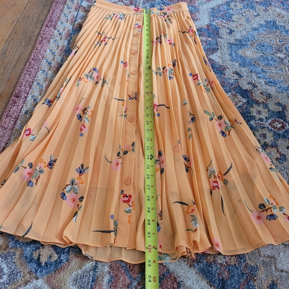 Paris Atelier & Other Stories‎ Floral Pleated Button Down Skirt Orange Size 2 - Picture 9 of 9